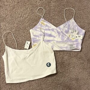 Aeropostale Lavender Tie-Dye and White Camisoles